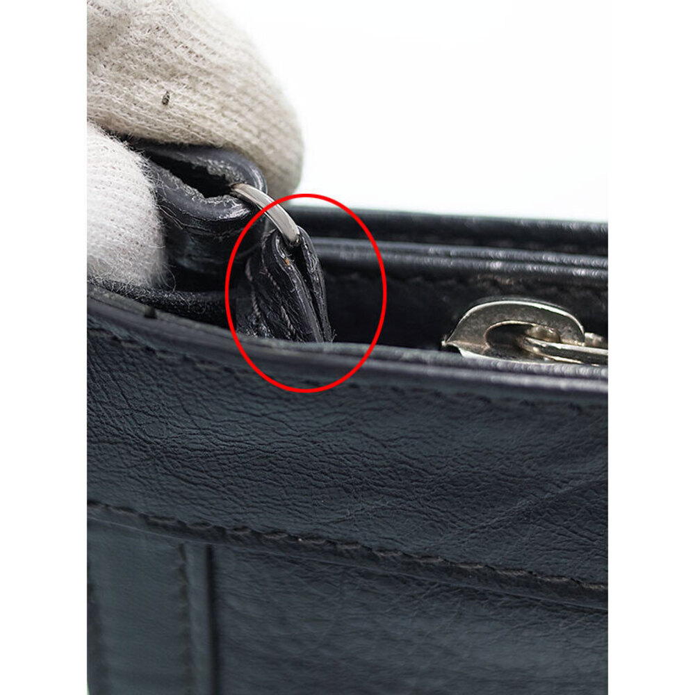 BALENCIAGA Leather Navy Blue Clutch Bag - Picture 6 of 9